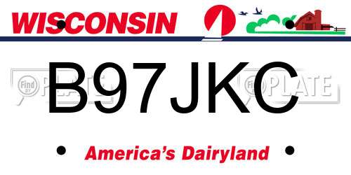 B97JKC Wisconsin License Plate
