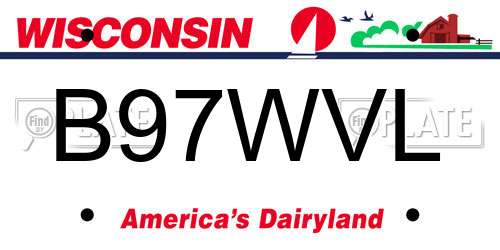 B97WVL Wisconsin License Plate