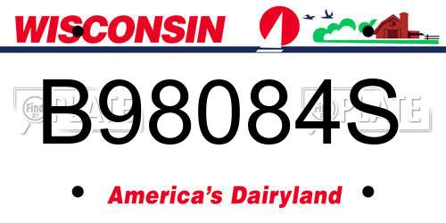 B98084S Wisconsin License Plate