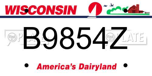 B9854Z Wisconsin License Plate
