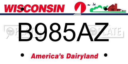 B985AZ Wisconsin License Plate