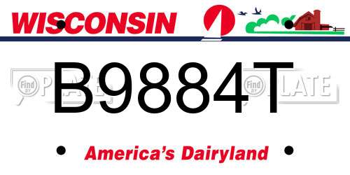 B9884T Wisconsin License Plate