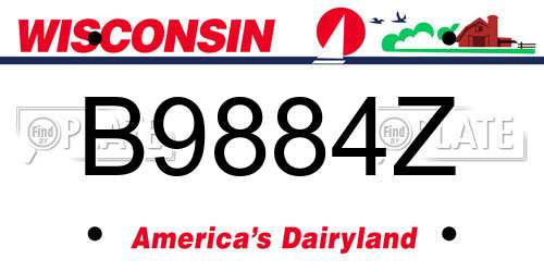B9884Z Wisconsin License Plate