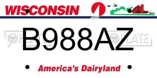 B988AZ Wisconsin License Plate