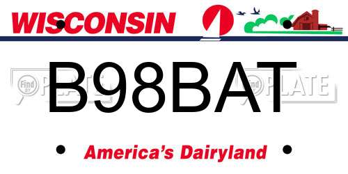 B98BAT Wisconsin License Plate