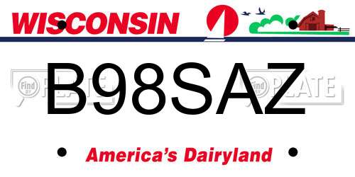 B98SAZ Wisconsin License Plate