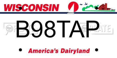 B98TAP Wisconsin License Plate
