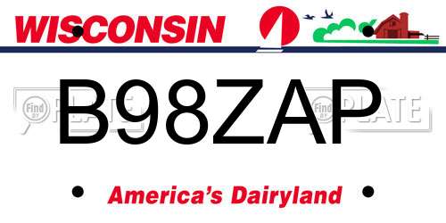 B98ZAP Wisconsin License Plate