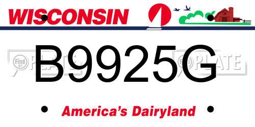 B9925G Wisconsin License Plate