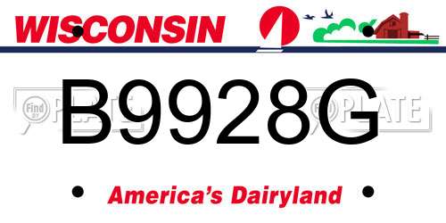 B9928G Wisconsin License Plate