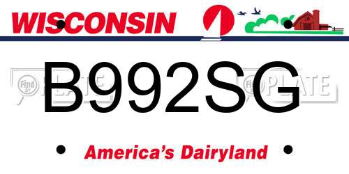 B992SG Wisconsin License Plate