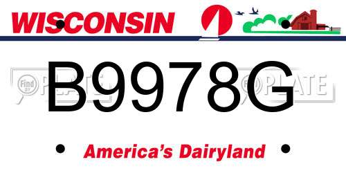 B9978G Wisconsin License Plate