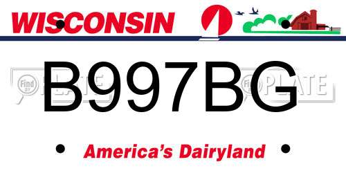 B997BG Wisconsin License Plate