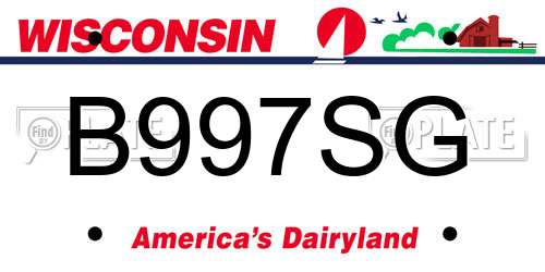 B997SG Wisconsin License Plate