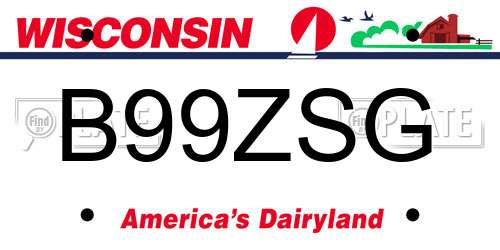 B99ZSG Wisconsin License Plate