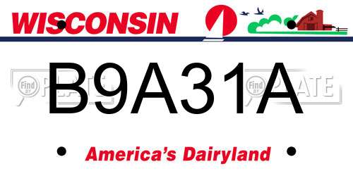 B9A31A Wisconsin License Plate