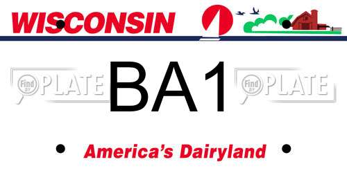 BA1 Wisconsin License Plate
