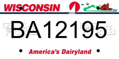 BA12195 Wisconsin License Plate