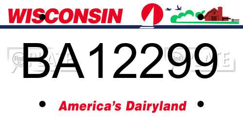 BA12299 Wisconsin License Plate