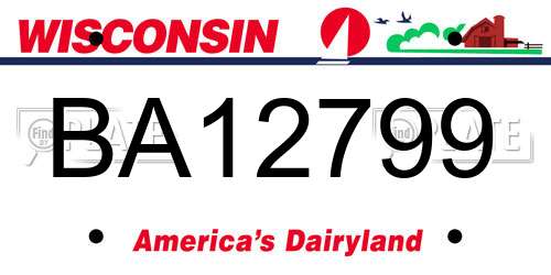 BA12799 Wisconsin License Plate