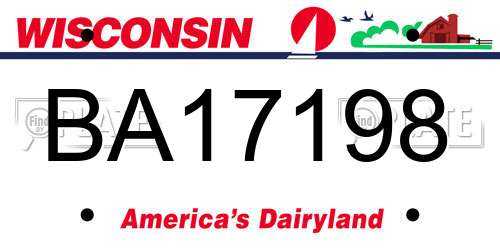 BA17198 Wisconsin License Plate