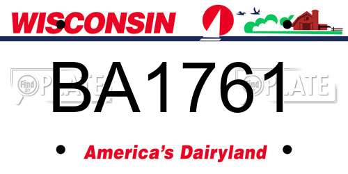 BA1761 Wisconsin License Plate