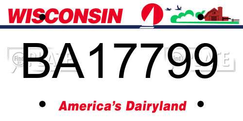 BA17799 Wisconsin License Plate