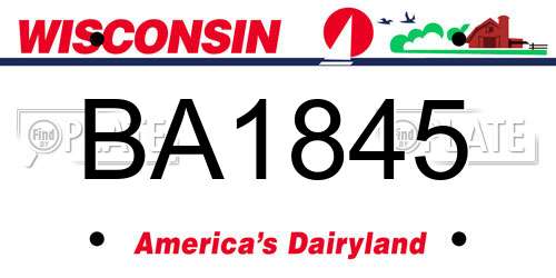 BA1845 Wisconsin License Plate
