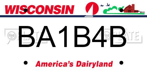 BA1B4B Wisconsin License Plate