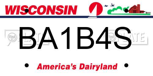 BA1B4S Wisconsin License Plate