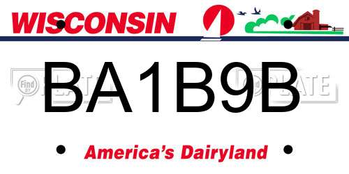 BA1B9B Wisconsin License Plate