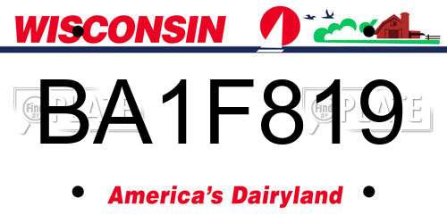 BA1F819 Wisconsin License Plate