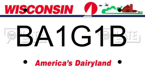 BA1G1B Wisconsin License Plate