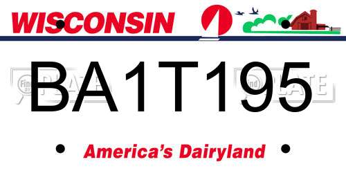 BA1T195 Wisconsin License Plate