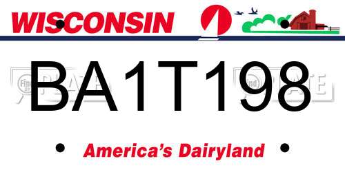 BA1T198 Wisconsin License Plate