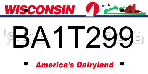 BA1T299 Wisconsin License Plate