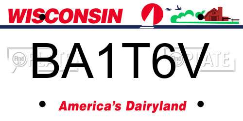 BA1T6V Wisconsin License Plate