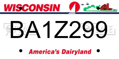 BA1Z299 Wisconsin License Plate