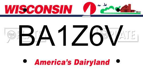 BA1Z6V Wisconsin License Plate