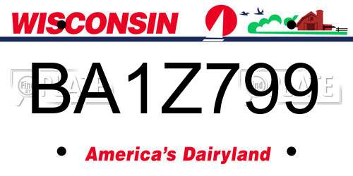 BA1Z799 Wisconsin License Plate