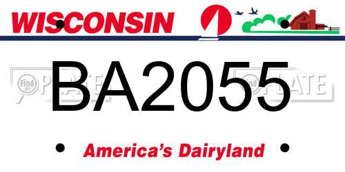 BA2055 Wisconsin License Plate