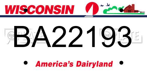 BA22193 Wisconsin License Plate