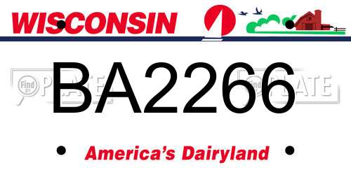 BA2266 Wisconsin License Plate