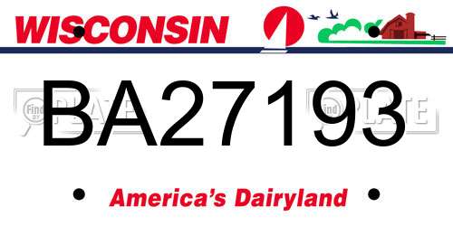 BA27193 Wisconsin License Plate
