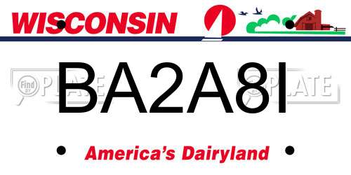 BA2A8I Wisconsin License Plate