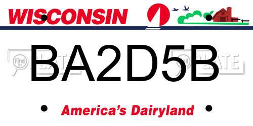 BA2D5B Wisconsin License Plate
