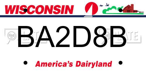 BA2D8B Wisconsin License Plate