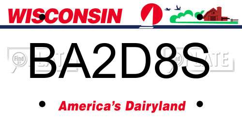 BA2D8S Wisconsin License Plate