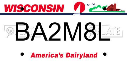BA2M8L Wisconsin License Plate
