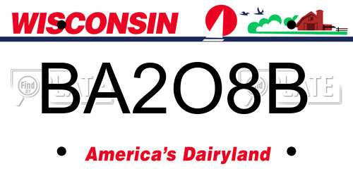 BA2O8B Wisconsin License Plate